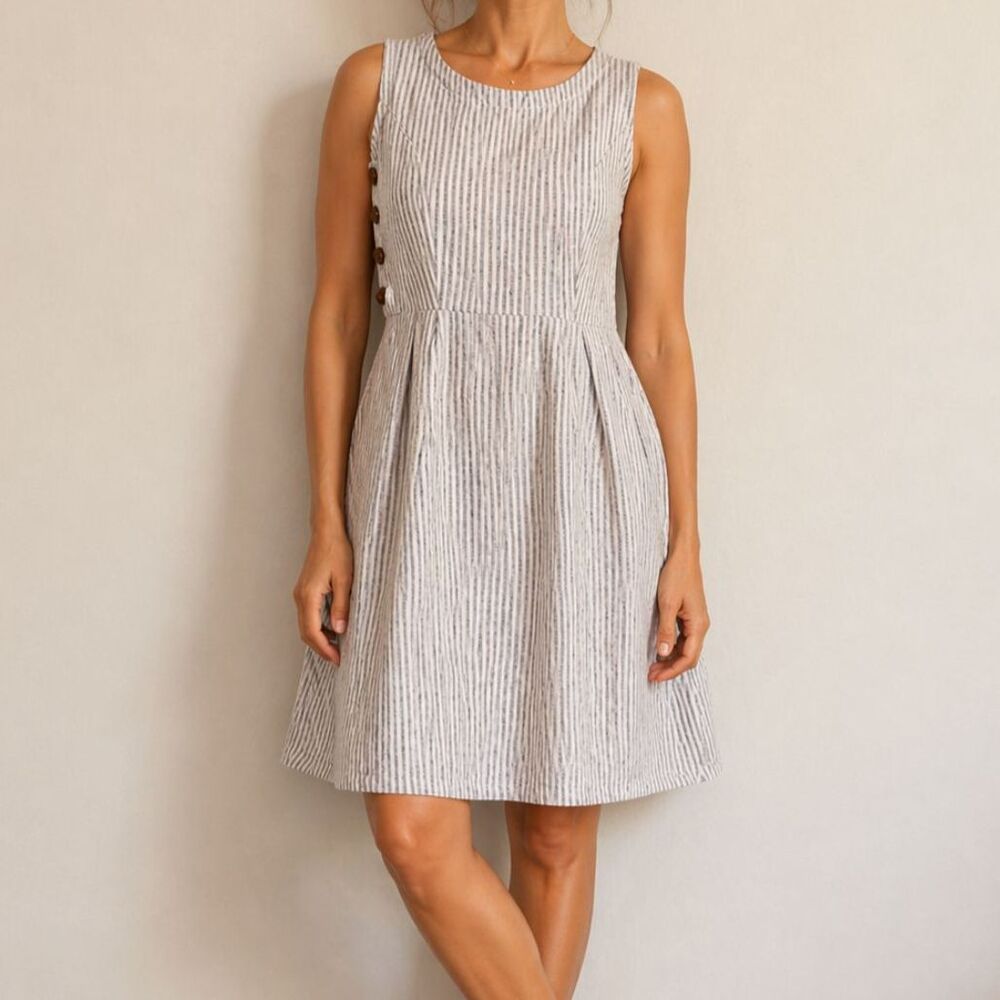 Mata Traders Womens Size Small Stripped Dress with Buttons